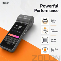 Terminal de paiement intelligent ZOLON VP65 6,5 pouces Android 14 GMS avec imprimante thermique 58 mm, scanner NFC, 4G WiFi, batterie 3000 mAh, appareil portable