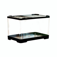 Aquarium de bureau transparent en plastique pour tortues, plateforme de basking, terrarium pour reptiles, aquarium écologique, boîte d'élevage pour animaux vivants
