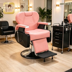 Fauteuil de Barbier Commercial Anti-Rayures avec Repose-Pieds et Support Complet pour Salon de Coiffure et Institut de Beauté - Product Image 1