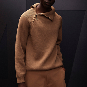 Chaud pur 100% <span class=keywords><strong>laine</strong></span> fermeture à glissière latérale <span class=keywords><strong>col</strong></span> roulé motif à la mode conception pull à tricoter pour femmes pull d'extérieur - Product Image 1