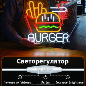 Letrero luminoso LED de neón con diseño de hamburguesa rusa, luz indicadora para tienda, luz ambiental colgante para interiores y exteriores, 12V - Product Image 1