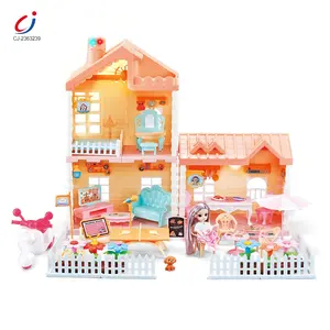 Chengji Kids finta di giocare fai da te assemblare Villa mobili in plastica in miniatura giocattoli Set accessori per la casa delle bambole
