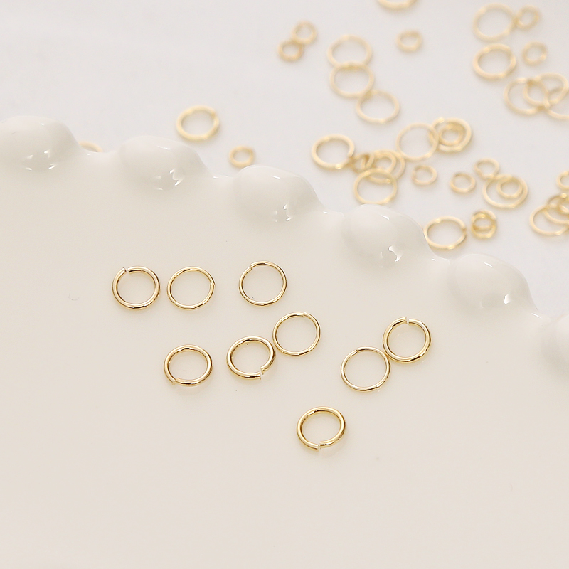 3/4/5/6/7/8mm open jump ring necklace for Jewelry making connector 14K gold plated brass Flat open Single Loops Jump Rings