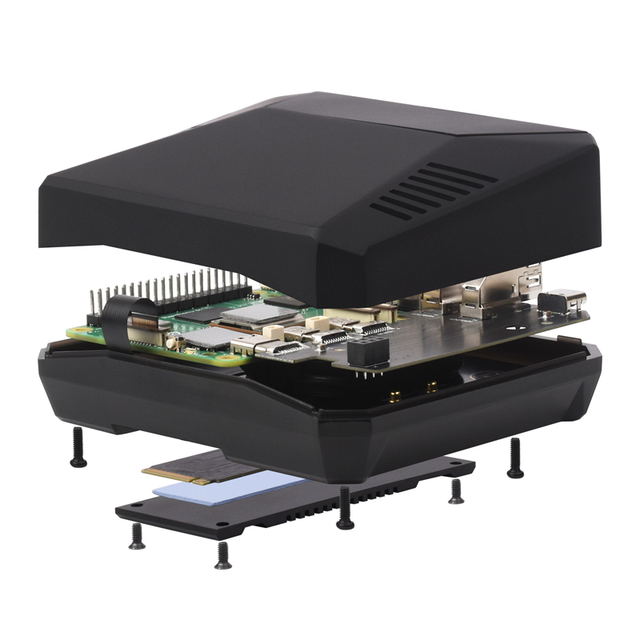 Raspberry Pi 5 Aluminum Alloy Case Built in Cooling Fan Removable Top Cover Optional M2 NVME Expansion Slot