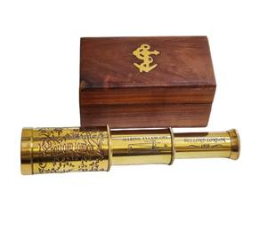 Télescope en laiton réglable vintage indien de meilleure qualité avec boîte en bois en finition polonaise en laiton - Product Image 1