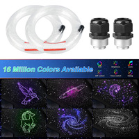 32W Dual Port RGB Meteor Star Light Auto Interior LED Techo Kit de techo con aplicación de música Control Tema de cielo estrellado