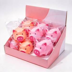 Juguete de goma suave de cerdito rosa, juguete antiestrés de animales adorables, con logo personalizado para recuerdos de fiestas de cumpleaños infantiles - Product Image 6