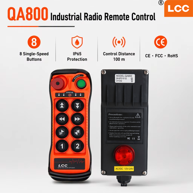 Manufacturer New LCC QA800 8 Channel 380V 110V Single Speed Crane Hoist Radio Wireless Remote Control