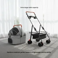Poussette pour animaux de compagnie légère, pliable, détachable et portable en métal de luxe avec porte-animaux pour petits chiens et chats