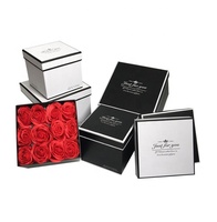 Boîte à fleurs carrée personnalisée avec couvercle et base, boîte cadeau rigide en papier de luxe pour bouquet de mariage, emballage floral, logo OEM