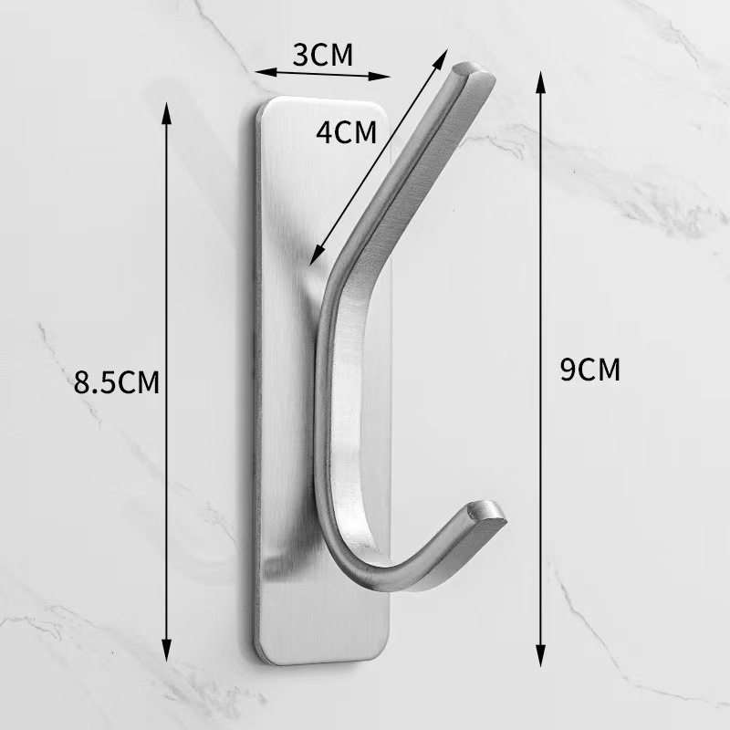 Space-Saving Stainless Steel Hooks Wall Organizers with Self-Adhesive Matte Anti-Fingerprint for Apartment/Office Use
