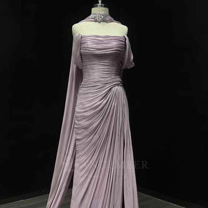 Nt19 Paarse avondjurk Elegante chiffonjurk met splitapplicaties Natuurlijke taillelijn Schoolfeest Bruiloftsgast Formele evenementen voor - Product Image 6