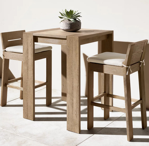 Modern Linear <b>Teak</b> Wood Outdoor Armless <b>Chair</b> Precision Joinery for Hotel and Resort Seating Projects - Product Image 1