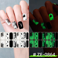 Autocollants pour ongles TSZS Halloween Glow Dark Full 2D, autocollants pour ongles fantômes, crânes, araignées, autocollants pour ongles imperméables auto-adhésifs pour la décoration des ongles