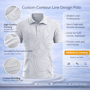 <span class=keywords><strong>Polo</strong></span> da Golf Personalizzate con Stampa Topografica a Contorni, Design Moderno e Professionale, Logo Ricamato - Product Image 2