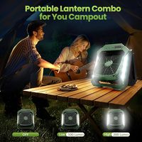 Kipas lipat luar ruangan portabel, kipas berkemah listrik dengan lampu, kontrol penggemar berkemah luar ruangan portabel 20000mAh