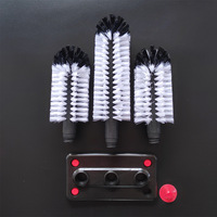 Brosse de nettoyage multi-usages à 3 têtes à poils doux pour verres et tasses, en matériau PP écologique, avec conception à rouleau pour le lavage de bouteilles et de vaisselle