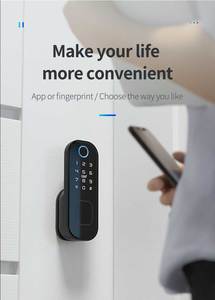 Serrure automatique à bouton pour porte en bois/acier avec lecteur d'empreintes digitales BLE double face en alliage d'aluminium et clavier numérique Tuya en option - Product Image 5