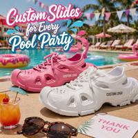 Claquettes personnalisées avec logo couleur OEM en EVA antidérapantes pour événements d'entreprise, cadeaux, hôtels, fêtes à la piscine, promotion de marque