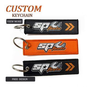 Personalized <b>Custom</b> Double Sided Logo Polyester Woven <b>Key</b> Chain With Round Ring Airplane Keychain - Product Image 1