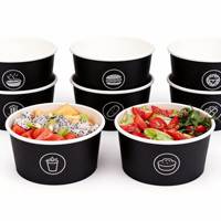 Mangkuk dan Gelas Kertas Berlapis Aluminium Cetak Khusus untuk Salad, Nasi, dan Makanan Bawa Pulang