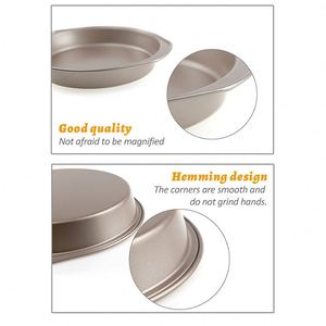 Plateau de cuisson rond antiadhésif en acier au carbone avec poignée, couleur or, empilable, pour four, idéal pour les biscuits et la pizza, vente en gros sur mesure - Product Image 4