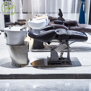 เก้าอี้สระผมแบบทันสมัยเก้าอี้แชมพูไฟฟ้าหมุนได้สำหรับร้านเสริมสวยหรูหราสีดำ - Product Image 4