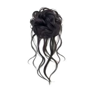 Chignon avec mèches lâches 20 cm en filaments de protéines, noir naturel, marron, pour mariée, chignons et attaches pour cheveux - Product Image 2