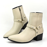 Bottes Chelsea pour hommes, très tendance, mi-mollet, grandes tailles, style motard, fermeture éclair, tige en PU, dernier design personnalisé