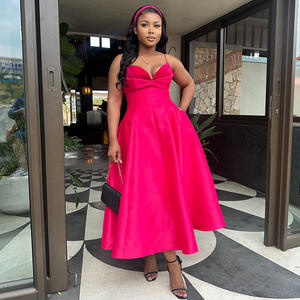 玫瑰红吊带休闲缎面防静电欧美女装时尚2025新款性感高腰a线中号 - Product Image 6