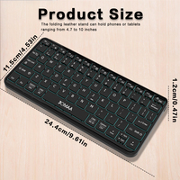 Keyboard Lipat Mini JOMAA BT dengan Lampu Latar, Keyboard Nirkabel Ultra Tipis Portabel untuk Ponsel, Tablet Android, Stok Tersedia