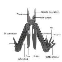 Vente en gros de pinces multifonctions pliables en acier inoxydable avec couteau de poche pour la survie en cas d'urgence en plein air