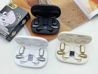 Écouteurs Couple 2-en-1 Q25 V5.49 avec Crochets d'Oreilles Souples et Mini Écouteurs Sans Fil Semi-Intra-Auriculaires avec Affichage LED de la Batterie en Temps Réel