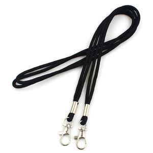 Wholesale Fashion Round Cord Blank Neck Strap Black Nylon Rope <b>Lanyards</b> Custom - Product Image 2