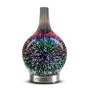 3D Effect Glass pattern essential oil aroma diffusers with 7 color colorful led lamp