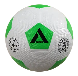 कस्टम नीयन रंग मुद्रित Pentagons रबर soccerball प्रशिक्षण के लिए कंकड़ सतह के साथ सफेद गेंद रंग