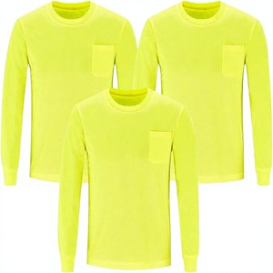 T-shirt de sécurité à manches longues en polyester fluorescent non réfléchissant H&Y Eco Recycled ANSI Classe 2 Haute Visibilité avec LED clignotante et logo personnalisable - Product Image 2