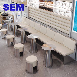 Muebles para Cafetería al <span class=keywords><strong>por</strong></span> Mayor SEM, Mesa de Comedor Cuadrada de Acero Inoxidable con Juego de 4 Sillas, Diseño para Cafetería y <span class=keywords><strong>Restaurante</strong></span> - Product Image 4