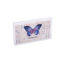 Jeu de dominos en acrylique personnalisé avec impression sur mesure, 28 tuiles de jeu avec boîte de rangement transparente, jeu de société OEM/ODM