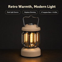 Lampe de camping LED Ruibao de style rétro avec charge rapide Type-C et gradation progressive pour tente et usage extérieur