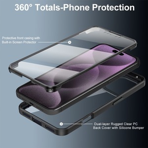 Coque de protection intégrale double face <span class=keywords><strong>360</strong></span> pour iPhone 17 <span class=keywords><strong>Air</strong></span> 16 15 14 13 12 11 17 Pro <span class=keywords><strong>Max</strong></span> Plus Xs, transparente avec protection d'écran - Product Image 2
