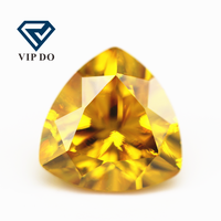 Qualité 5A 3x3-12x12mm, jaune doré, zircone cubique, gemmes en vrac, taille diamant synthétique, forme de trillion, pierres CZ