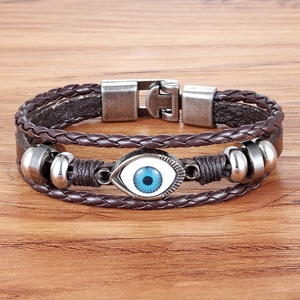 Bracelet en cuir multicouches pour homme, accessoires de bijouterie, Design mauvais œil, 2019 - Product Image 3