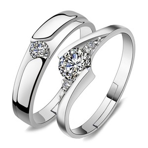 Anello <span class=keywords><strong>di</strong></span> <span class=keywords><strong>coppia</strong></span> in <span class=keywords><strong>argento</strong></span> CZ romantico placcato platino regalo <span class=keywords><strong>di</strong></span> san valentino - Product Image 2
