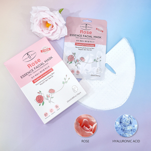 Maschera Viso Lenitiva alla Rosa con Acido Ialuronico, Idratante e Riparatrice, Maschera in Foglio per Schiarire le Macchie della Pelle - Product Image 4