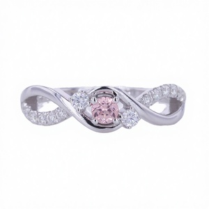 Morganite Engagement <b>Ring</b> 925 Silver Round Brilliant Cut Diamond Pave Setting Romantic Women's Jewelry - Product Image 3