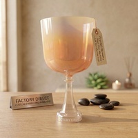 Bol chantant en cristal HF nacré orange dégradé pour bain sonore, guérison, méditation, yoga, calice alchimique en quartz