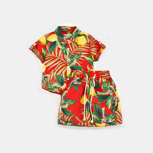 Robe hawaïenne grande taille enfants floral 2 pièces ensembles chemise été garçons manches courtes chemises retroussables pour 1 à 14 ans - Product Image 6