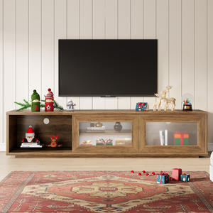 Soporte de <span class=keywords><strong>TV</strong></span> moderno personalizado con puertas correderas y gabinete de almacenamiento Gabinete de <span class=keywords><strong>TV</strong></span> de madera rústica para sala de estar Dormitorio - Product Image 5