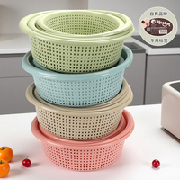 Panier de lavage et d'égouttage rond écologique pour fruits et légumes, en plastique PP de qualité alimentaire, couleurs personnalisables, vente en gros, rangement de cuisine